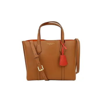 TORY BURCH Perry Cow Leather Tote Bag, Shopping Bag, Handbag, Shoulder Bag, Crossbody Bag Trumpets Women's Light Brown