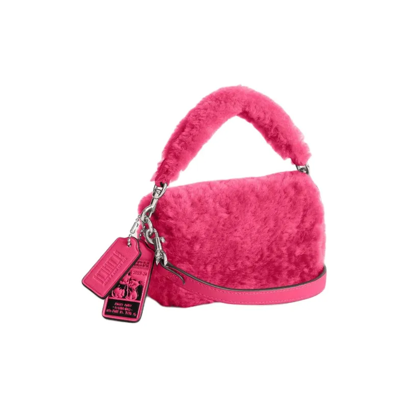 COACH LIL NAS Collaboration Shearling Shoulder Bag, Crossbody Bag, Handbag Mini Women's Bright Fuchsia-1