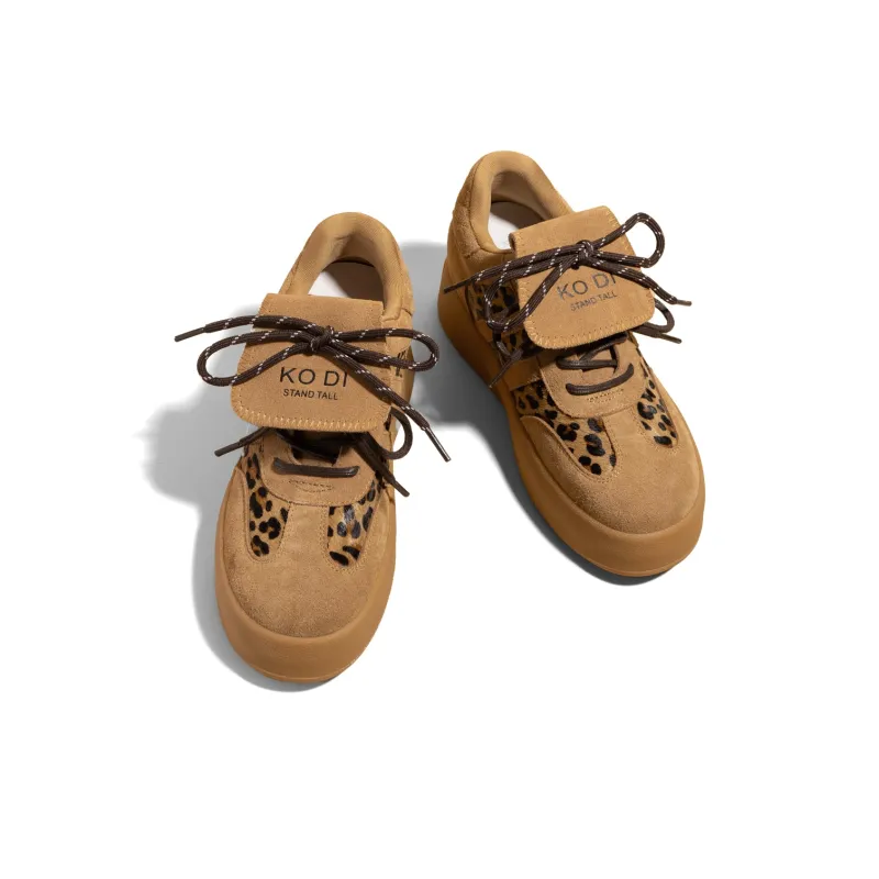 KODI Anti-Slip And Wear-Resistant Height Increasing Low-Top Skateboard Shoes Women's Leopard Print-3
