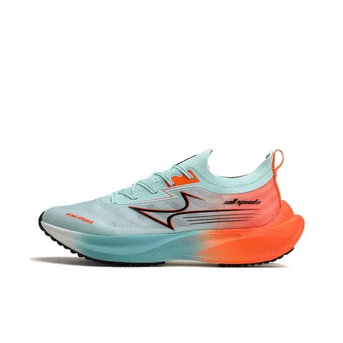 HEALTH Anti Slip Wear Resistant Low Top Carbon Plate Marathon Running Shoes Unisex Cyan Orange