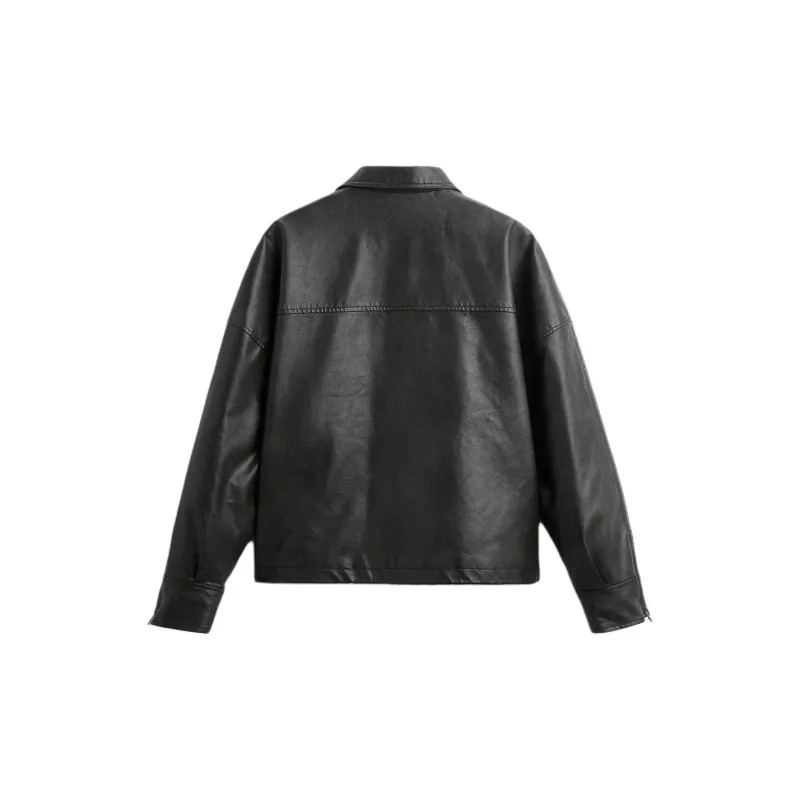 ZARA Leather Jacket Men's Black-1
