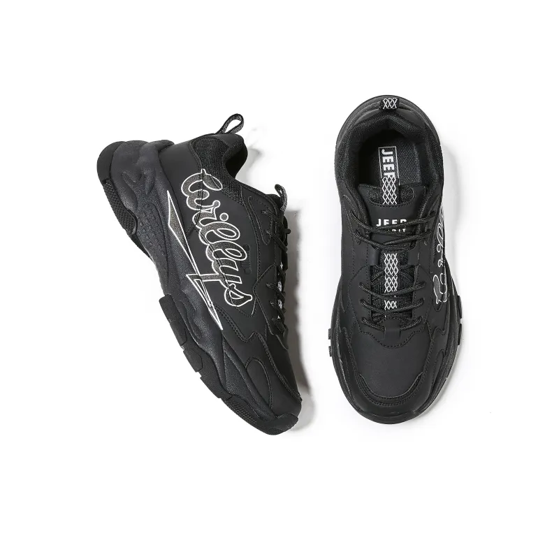 JEEP SPIRIT Slip Resistant, Abrasion Resistant, Waterproof, Height Increasing Low Top Chunky Sneakers Men's Black-3