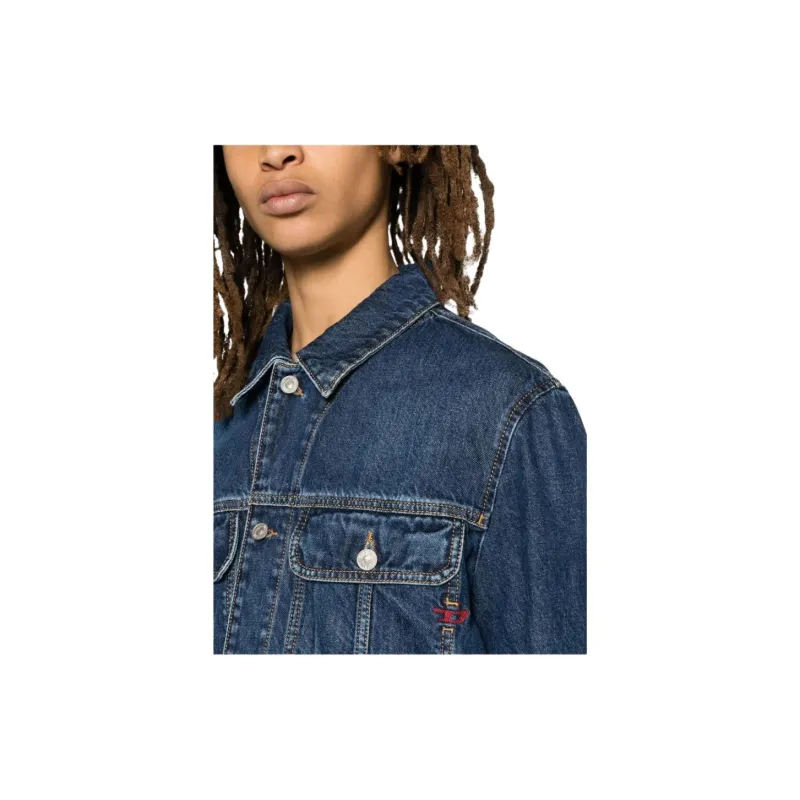 DIESEL D Barcy Logo Embroidered Denim Jacket-4