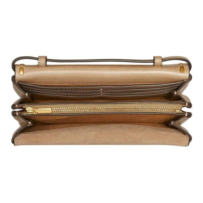 TORY BURCH Miller Cow Leather Shoulder Bag, Crossbody Bag Women's Caramel-3