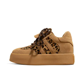 KODI Anti Slip And Wear Resistant Height Increasing Low Top Skateboard Shoes Women's Leopard Print
