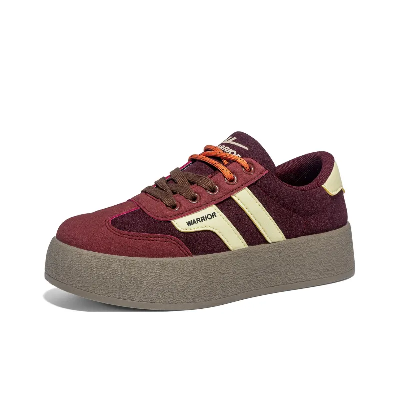 Warrior Cushioning Height Increasing Wear Resistant Low Top Skateboard Shoes Women's Burgundy Yellow-2