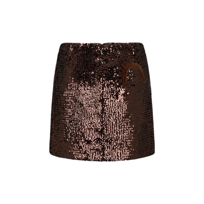 Blaze Milano FW24 Casual Short Skirts Women's Chocolate Brown-1