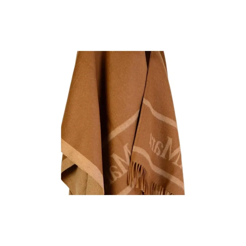 MaxMara Logo Detailed Fringed Cape-3