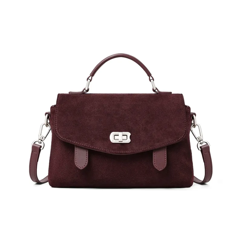 MILLIE'S Cow Leather One Shoulder Handbag Regular Women's Caramel Brown/Wine Purple-5