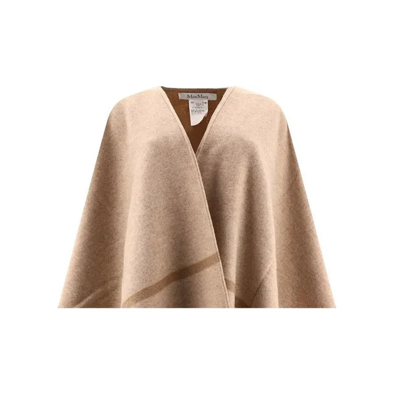 MaxMara Logo Detailed Fringed Cape-5
