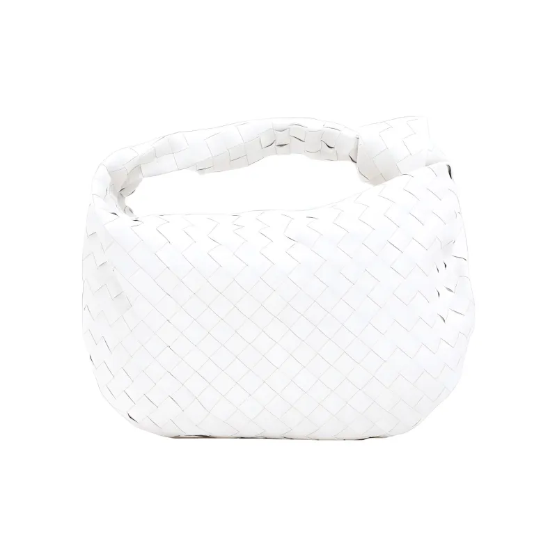 Bottega Veneta Jodie Top Handle Bag Teen Intrecciato White-2