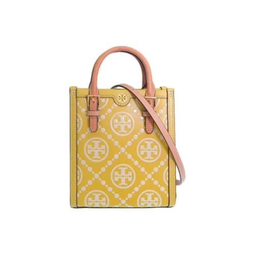 TORY BURCH Cow Leather Tote Bag Shopping Bag Sheet Music Bag Shoulder Bag Crossbody Bag Handbag Mini Women's Yellow