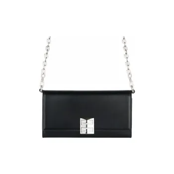 GIVENCHY 4G Calfskin With Lambskin Chain Wallet, Handheld Shoulder Bag, Crossbody Bag Women's Black