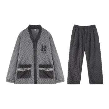 Qiao Ni Tong Pajama Set Men's Gray