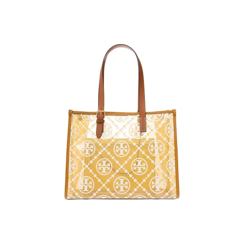 TORY BURCH T Monogram Leather Patchwork With TPU Tote Bag, Shopping Bag, Handbag Trumpets Women's Yellow