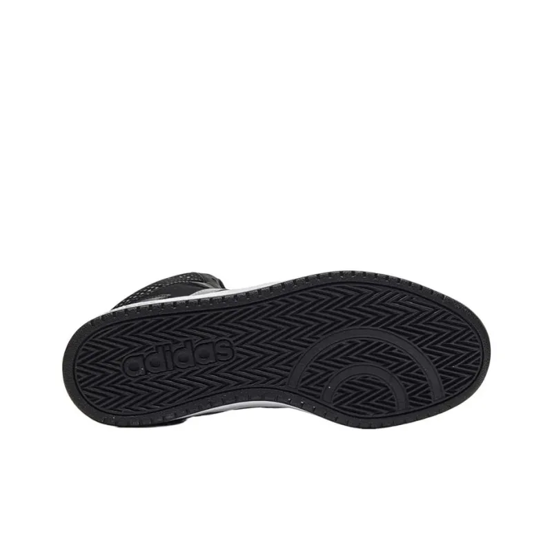 Adidas Hoops 2.0 Anti-Slip Wear-Resistant Mid-Top Vintage Basketball Shoes Men's Black White-4