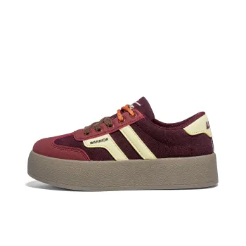 Warrior Cushioning Height Increasing Wear Resistant Low Top Skateboard Shoes Women's Burgundy Yellow