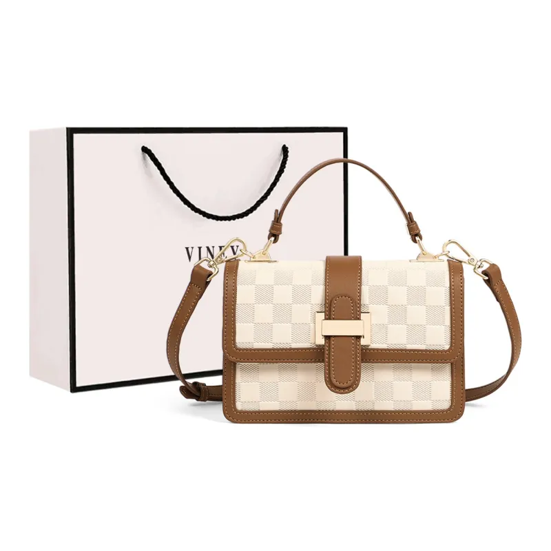 VINEY Split Cow Leather With Synthetic Leather Shoulder Bag, Crossbody Bag Regular Women's Ecru-2
