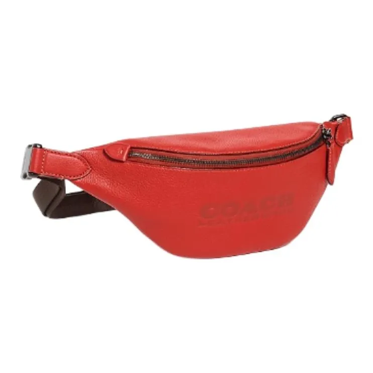 COACH Warren Cow Leather One Shoulder Crossbody Fanny Pack Sling Bags Large Size Women's Red-2