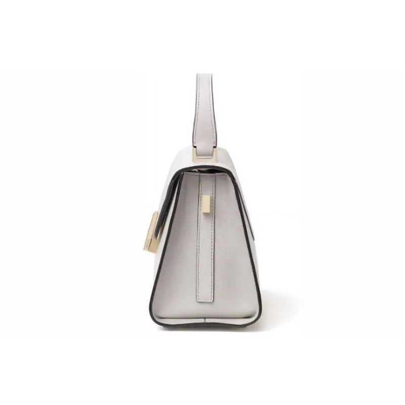 Valextra Iside Calfskin Handbag, Shoulder Bag, Crossbody Bag Mini Women's Gray White-1
