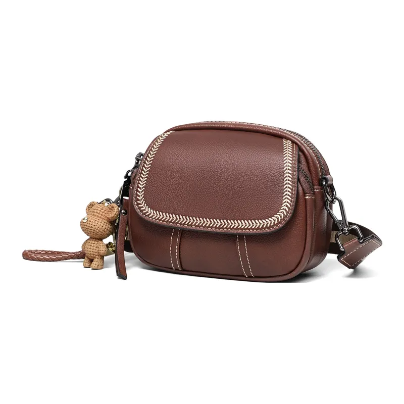 MILLIE'S Cow Leather With Synthetic Leather Shoulder Bag Regular Women's Coffee-2