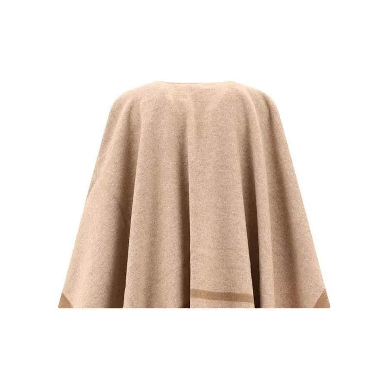 MaxMara Logo Detailed Fringed Cape-6
