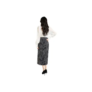 SMEN Casual Long Skirts Women's Gray