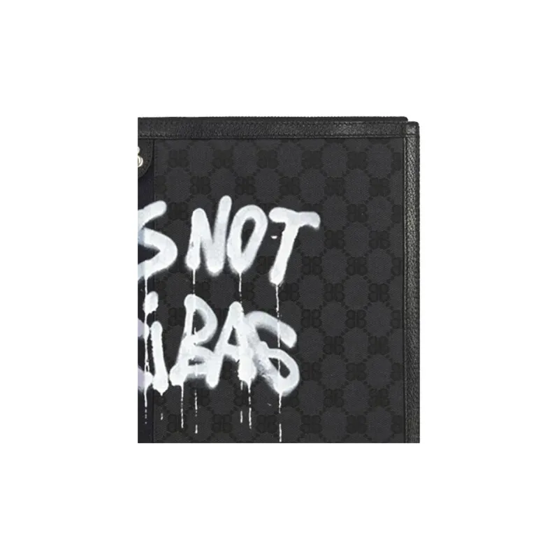 GUCCI Balenciaga Collaboration Canvas With Leather Laptop Bag Unisex Black-3