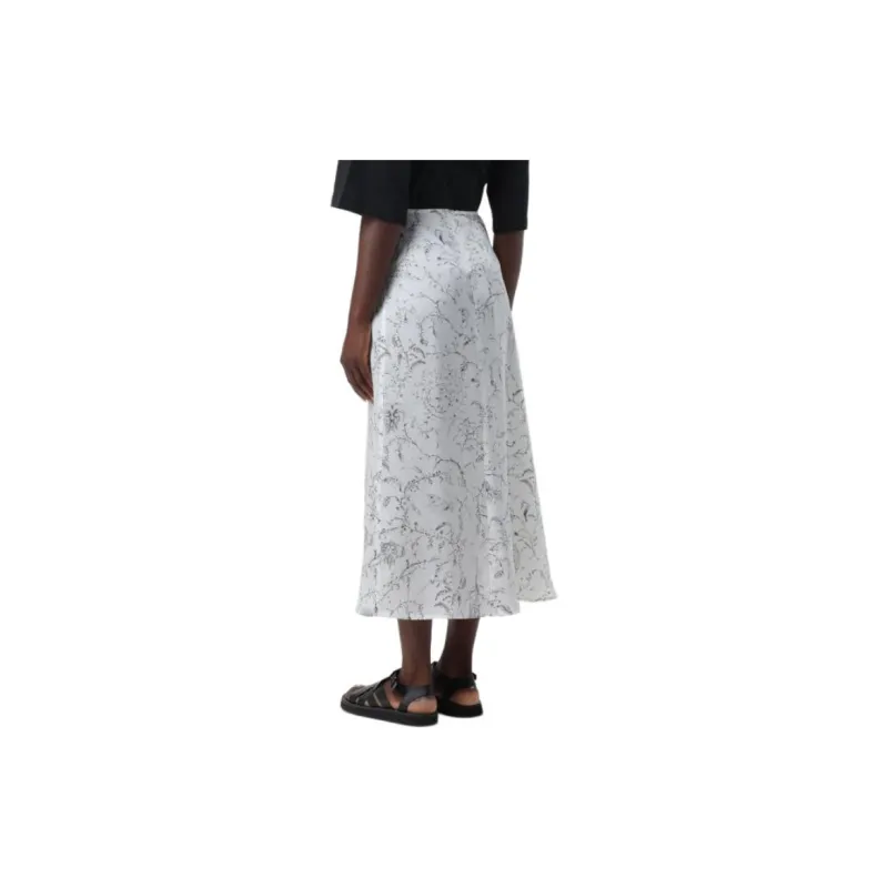 Fabiana Filippi Botanical Print Satin Midi Skirt-1