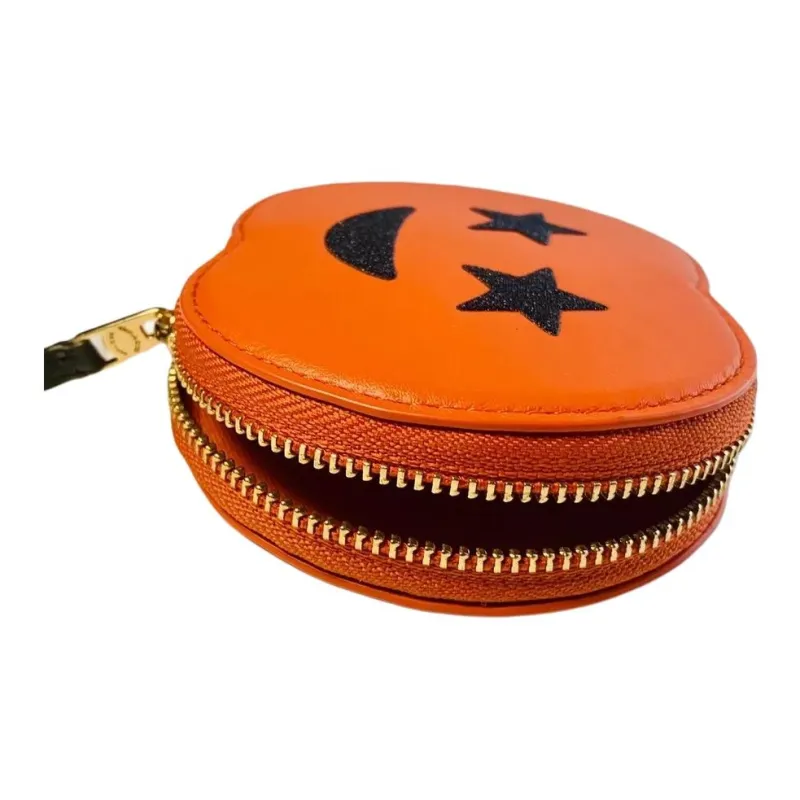 COACH Card Case Smooth Leather Coin Purse Mini Women's Bright Ginger Color-3