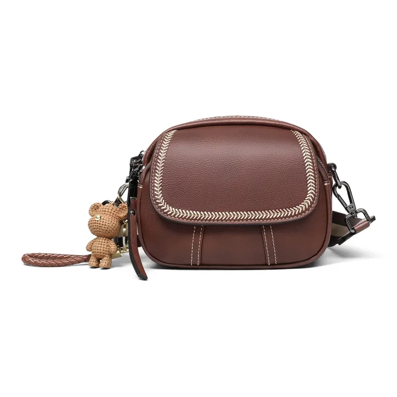 MILLIE'S Cow Leather With Synthetic Leather Shoulder Bag Regular Women's Coffee-1
