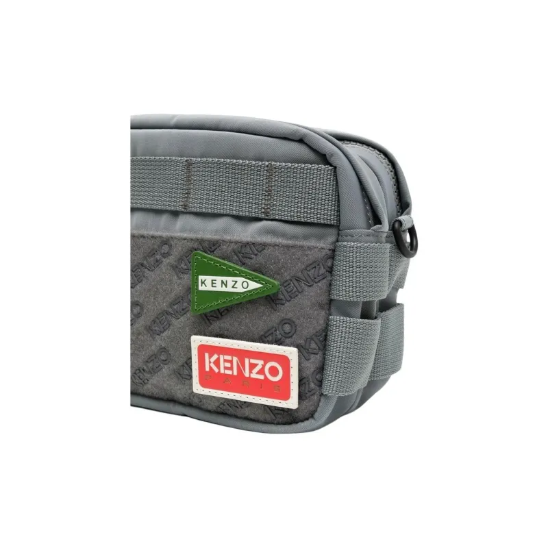 KENZO Nylon One Shoulder Crossbody Fanny Pack Women's Gray-3