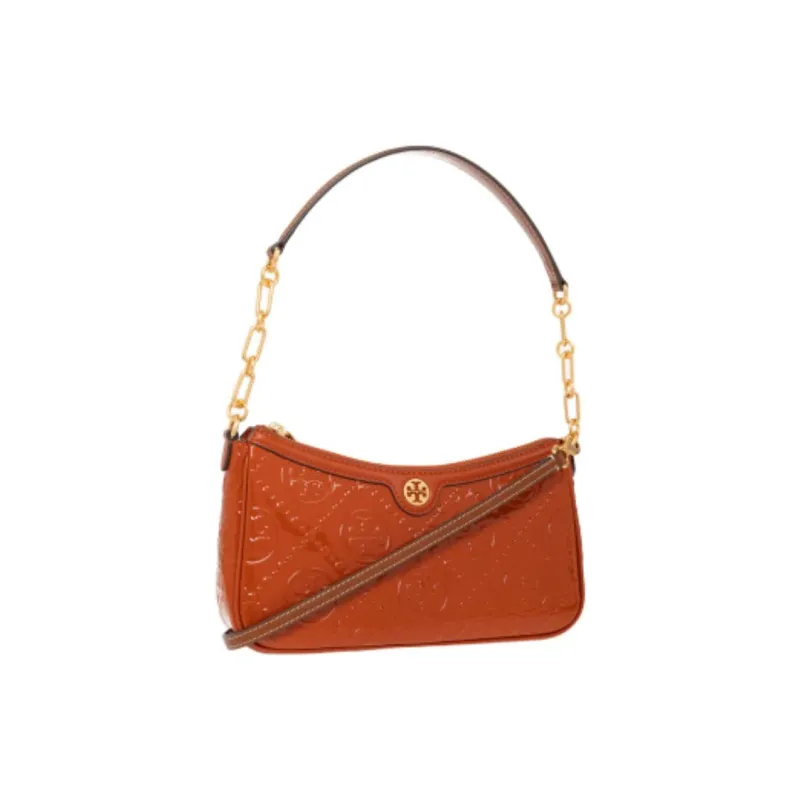 TORY BURCH T Monogram Patent Leather Shoulder Bag Portable Crossbody Bag Shoulder Bag Women's Spring Red-1