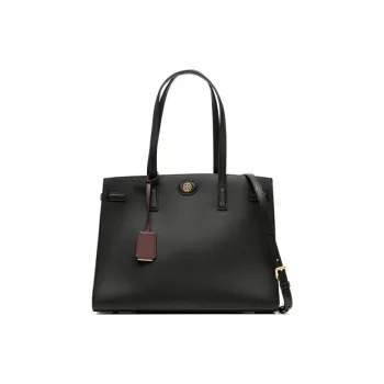 TORY BURCH Robinson Leather Tote Bag, Shopping Bag, Handbag, Shoulder Bag Women's Black