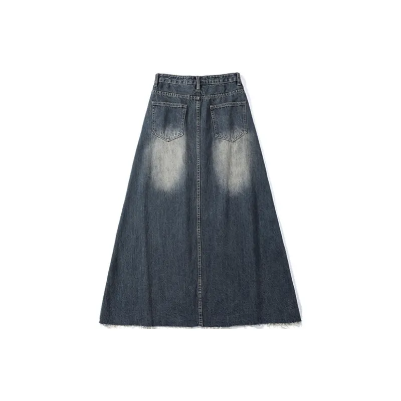 SONGS ALONG Denim Long Skirt Women's Blue-1