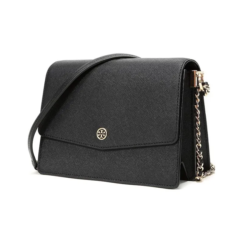 TORY BURCH Robinson Leather Shoulder Bag Crossbody Bag Medium Size Women's Black-1
