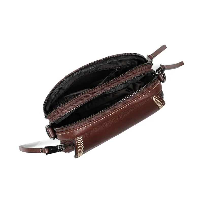 MILLIE'S Cow Leather With Synthetic Leather Shoulder Bag Regular Women's Coffee-4