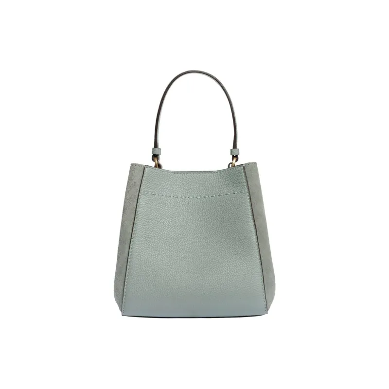 TORY BURCH McGraw Leather With Suede Bucket Bag, Shoulder Bag, Crossbody Bag, Handbag Trumpets Women's Porcelain Blue-2