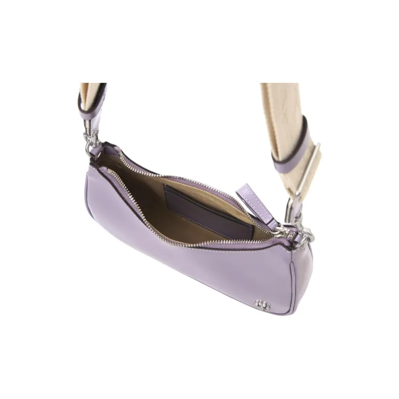 TORY BURCH 151 MERCER Patent Leather, Leather Crescent Bag, Shoulder Bag, Handbag Small Size Women's Mint Purple-4