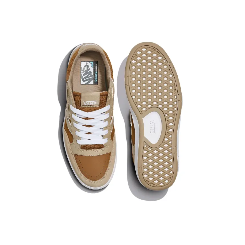Vans Lowland Comfycush Anti-Slip Wear-Resistant Low-Top Skateboard Shoes Unisex Beige Brown-3