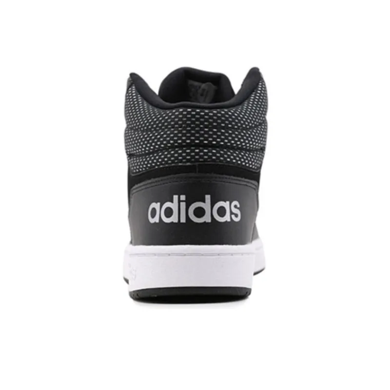 Adidas Hoops 2.0 Anti-Slip Wear-Resistant Mid-Top Vintage Basketball Shoes Men's Black White-3