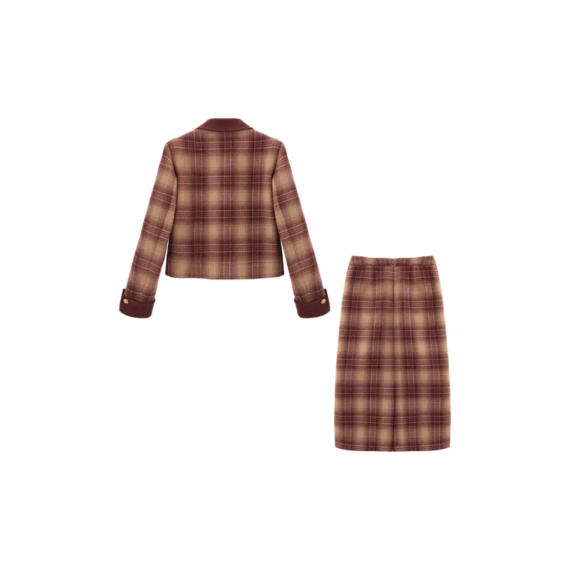 XIANGYING Skirt Set Women's Dark Red-1