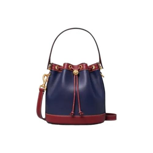 TORY BURCH T Monogram Cow Leather Bucket Bags Shoulder Bag Crossbody Bag Handbag Regular Women's Marine Blue