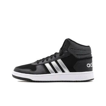 Adidas Hoops 2.0 Anti-Slip Wear-Resistant Mid-Top Vintage Basketball Shoes Men's Black White