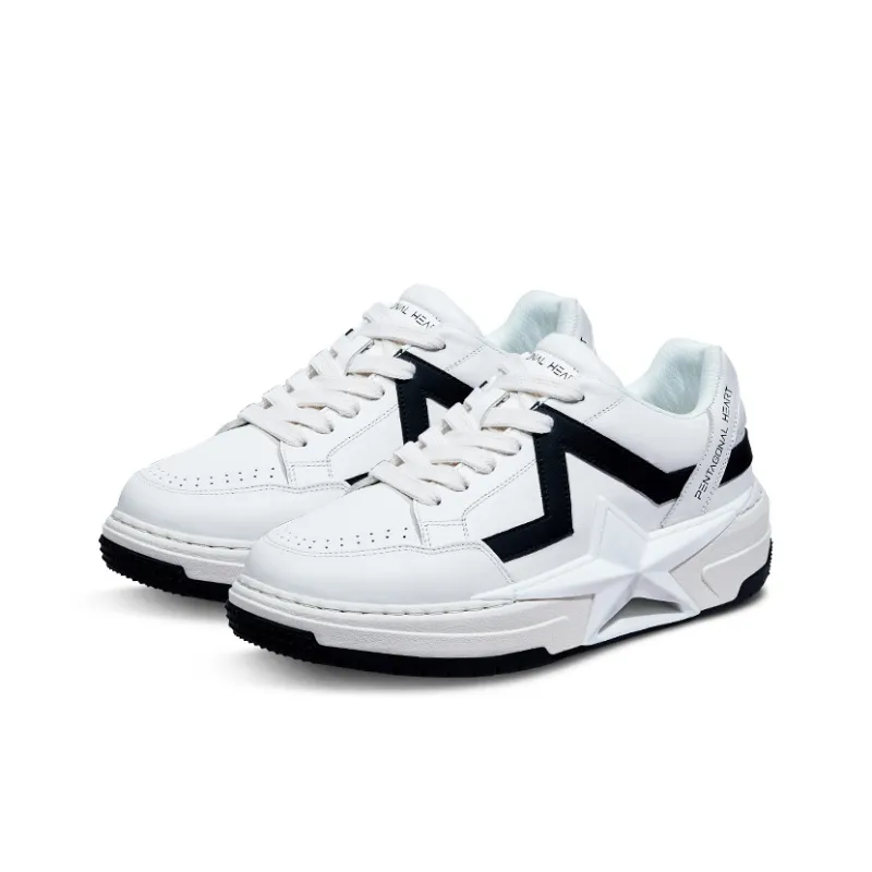 PENTAGONAL HEART Stepping Star Dream Series Skateboard Shoes Unisex Low Top White Black-2
