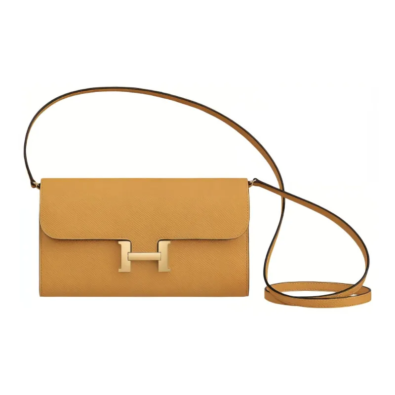 HERMES Constance To Go Epsom Leather Clutches Wallets Shoulder Bag Crossbody Bag Women's 9D Amber Yellow-0