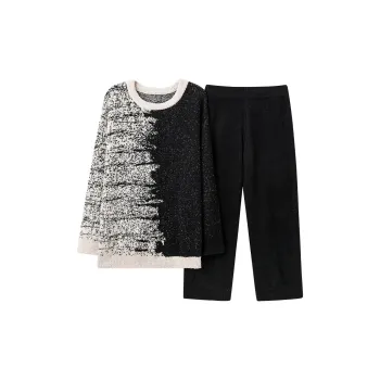 Qiao Ni Tong Pajama Set Men's Black White