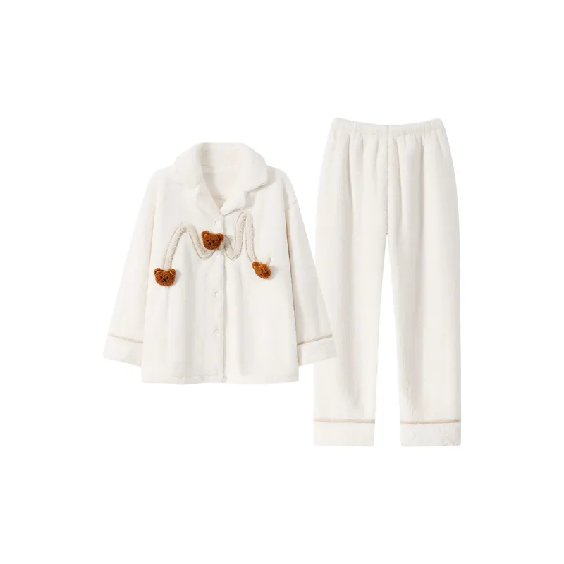Qiao Ni Tong Pajama Set Women's White-0
