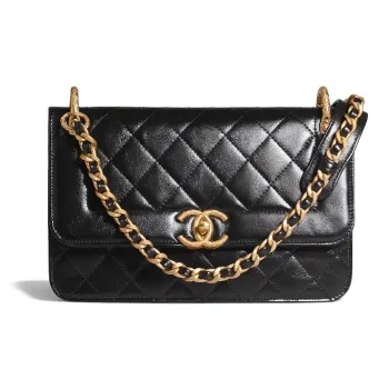 CHANEL Calfskin Handbag, Shoulder Bag, Crossbody Bag Tubas Women's Black
