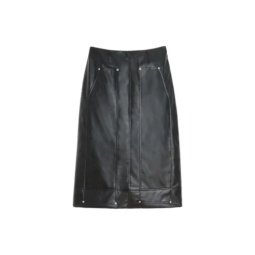 Apparis Leather Long Skirts Women's Black